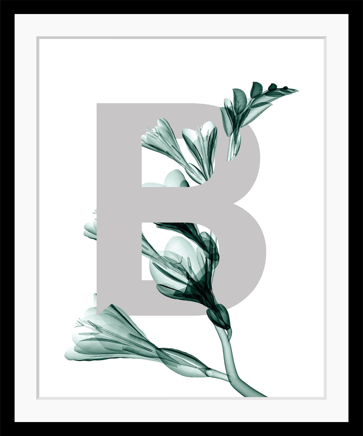 queence Bild »B-Flower«, Buchstaben, gerahmt, Blätter, Blume von queence
