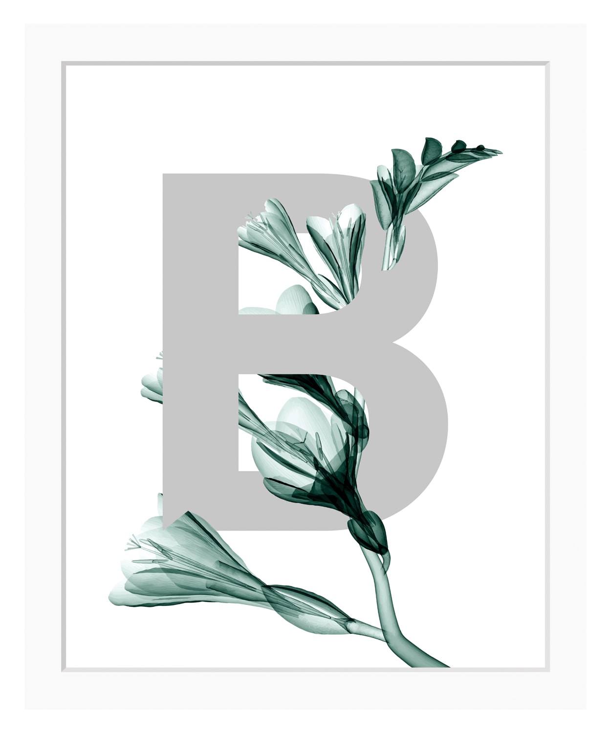 queence Bild »B-Flower«, Buchstaben, gerahmt, Blätter, Blume von queence