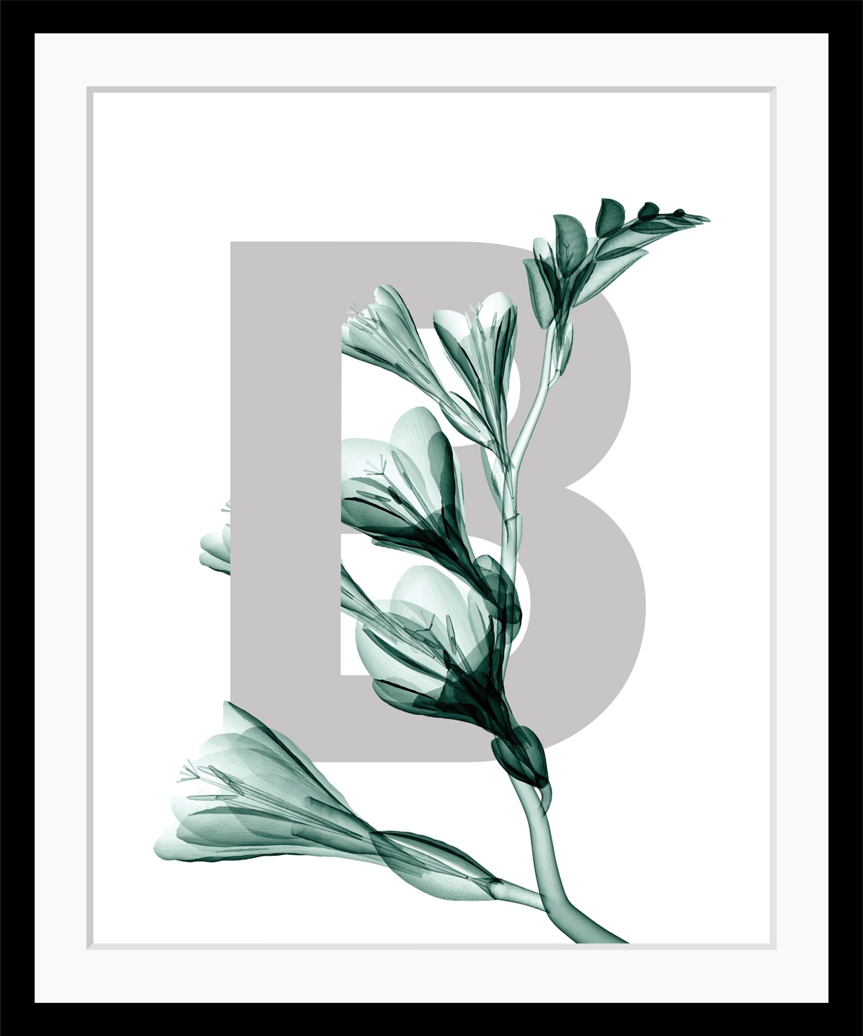queence Bild »B-Flower 2.0«, Buchstaben, Blume, Blätter, gerahmt von queence
