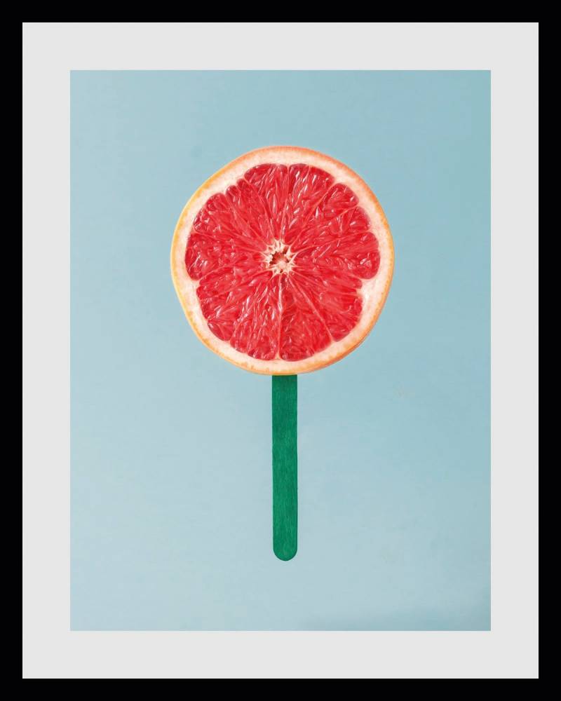 queence Bild »Citruspop«, Obst-Obst Bilder-Süssigkeiten, (1 St.), HD Premium Poster-Druck inkl. Holzrahmen von queence