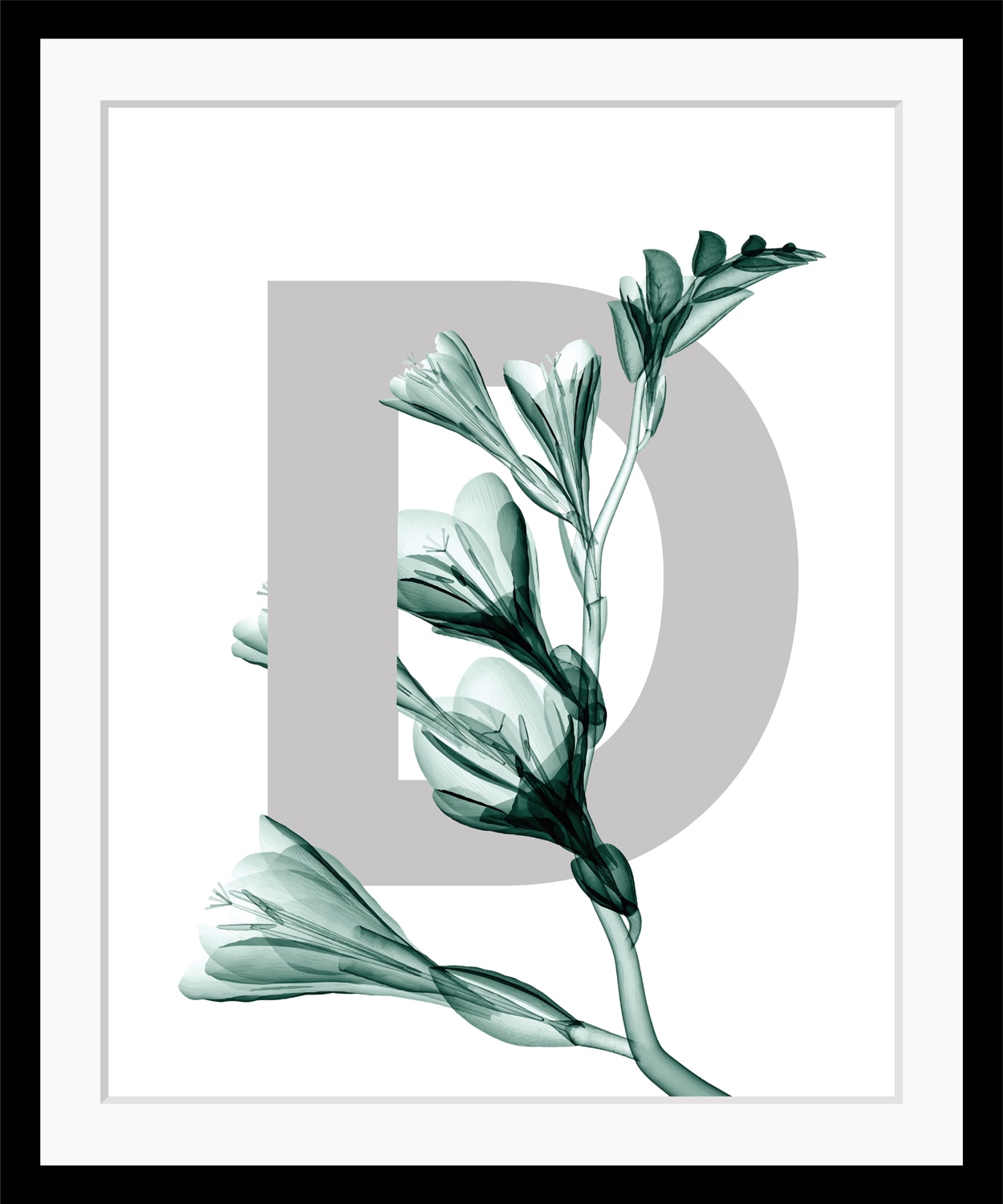 queence Bild »D-Flower«, Buchstaben, Blume, Blätter, gerahmt queence Bild »D-Flower«, Buchstaben, Blume, Blätter, gerahmt von queence