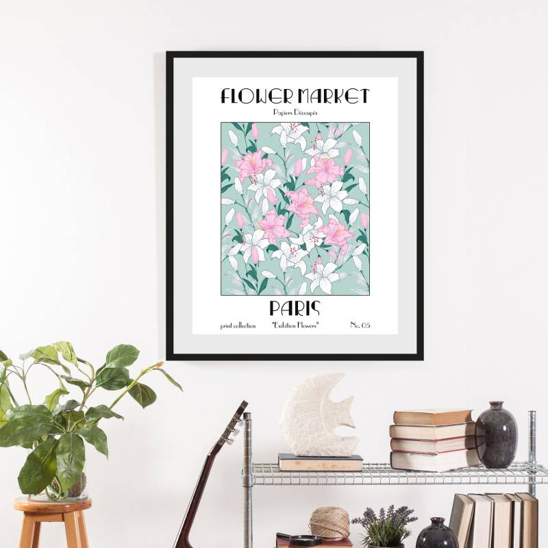 queence Bild »Flowermarket«, (1 St.), HD Premium Poster-Druck inkl. Holzrahmen von queence