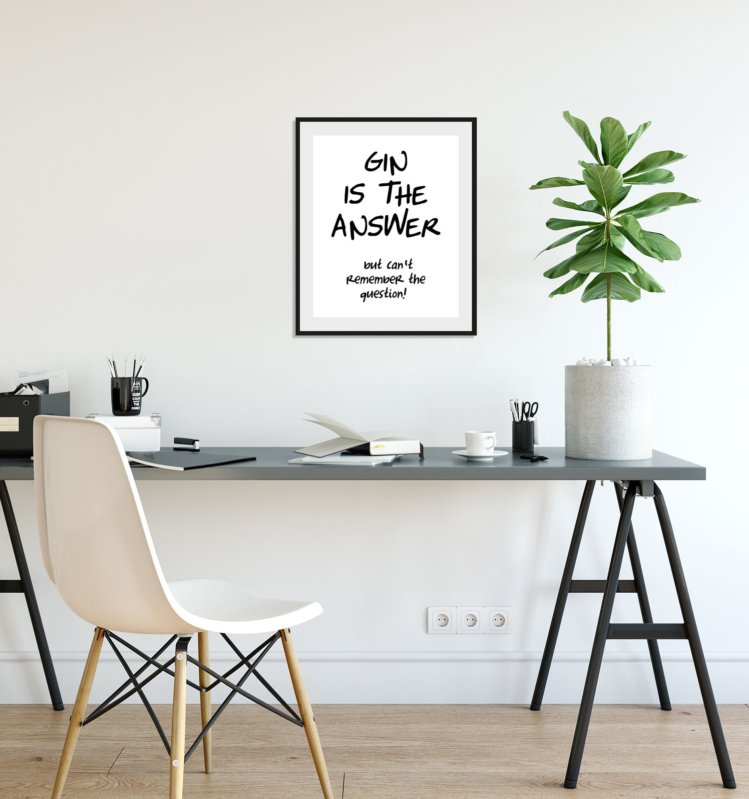 queence Bild »GIN IS THE ANSWER«, Schriftzug-Humor-Sprüche & Texte-Schwarz-Weiss, (1 St.), HD Premium Poster-Druck inkl. Holzrahmen queence Bild »GIN IS THE ANSWER«, Schriftzug-Humor-Sprüche & Texte-Schwarz-Weiss, (1 St.), HD Premium Poster-Druck inkl. Holzrahmen von queence