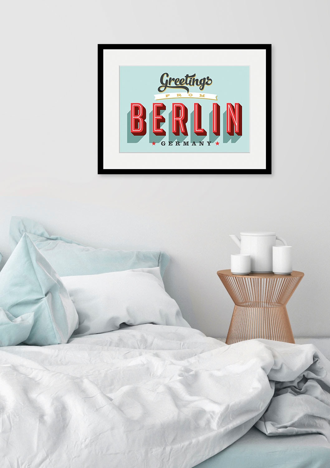 queence Bild »Greetings from Berlin«, Städte-Schriftzug-Deutschland-Stadt-Berlin, (1 St.), HD Premium Poster-Druck inkl. Holzrahmen queence Bild »Greetings from Berlin«, Städte-Schriftzug-Deutschland-Stadt-Berlin, (1 St.), HD Premium Poster-Druck inkl. Holzrahmen von queence
