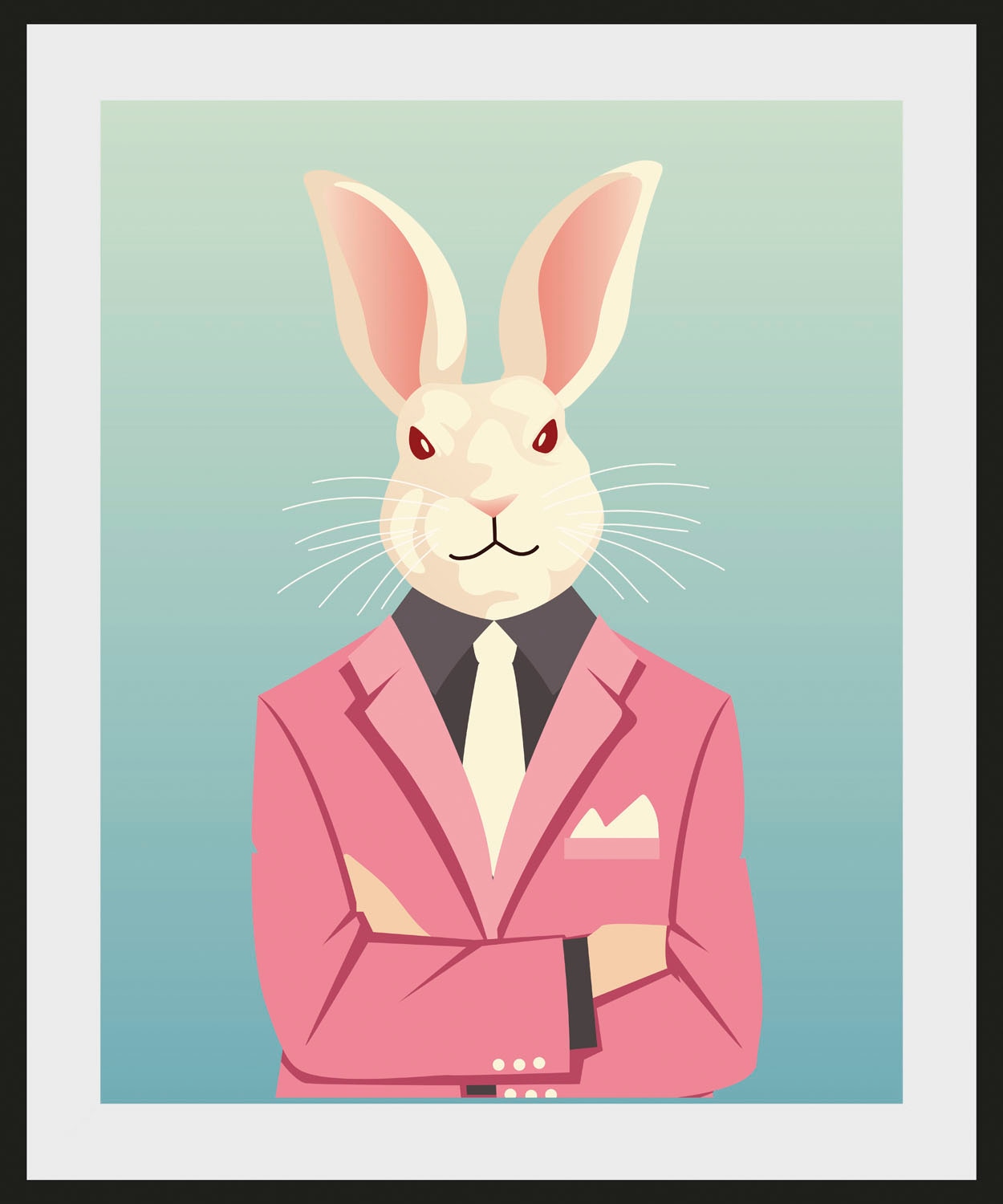 queence Bild »Grey«, Hase-Hasen-Foto-Kunst-Comic, (1 St.), HD Premium Poster-Druck inkl. Holzrahmen von queence