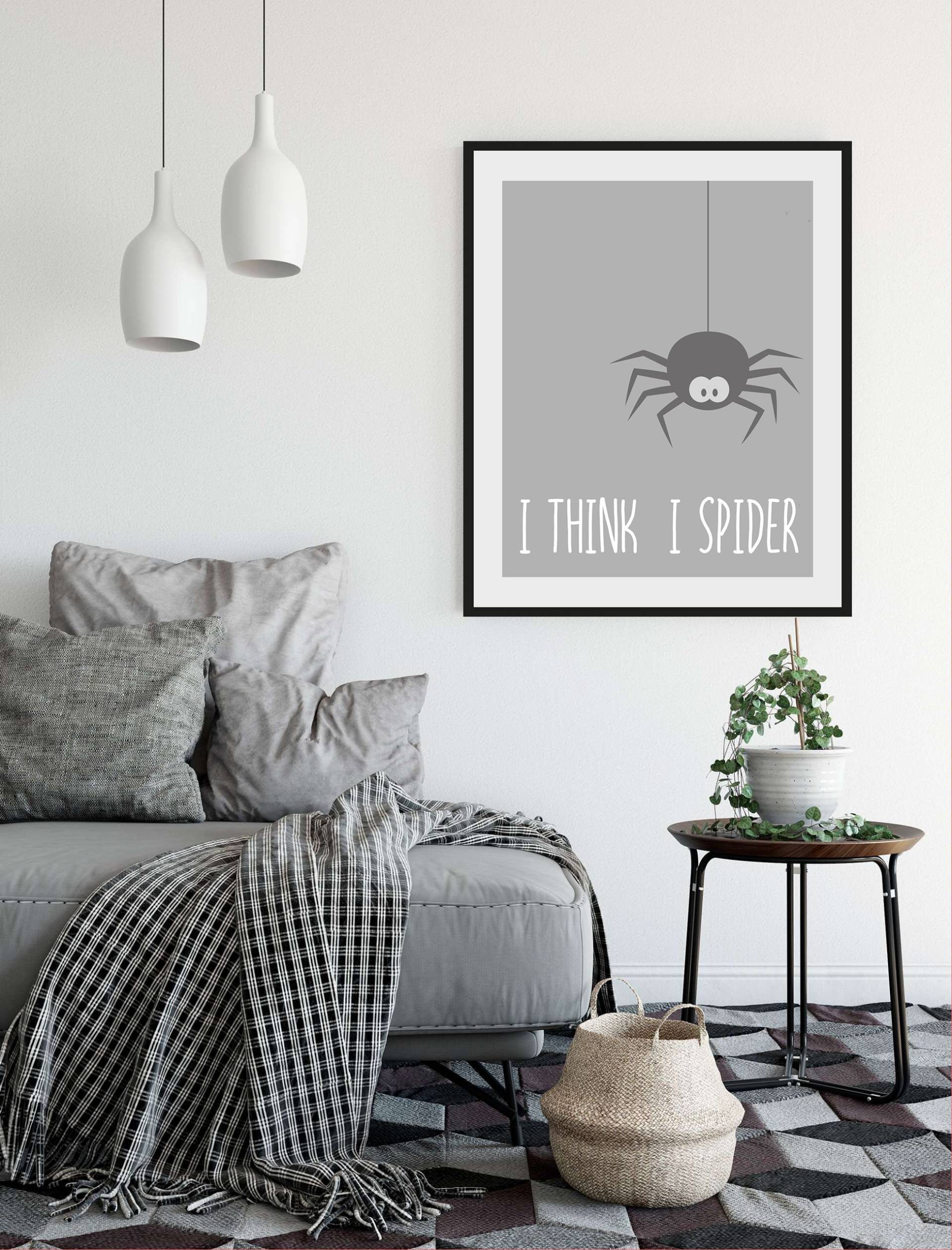 queence Bild »Spinne«, Schriftzug-Humor-Sprüche & Texte-Schwarz-Weiss-Insekten, (1 St.), HD Premium Poster-Druck inkl. Holzrahmen von queence