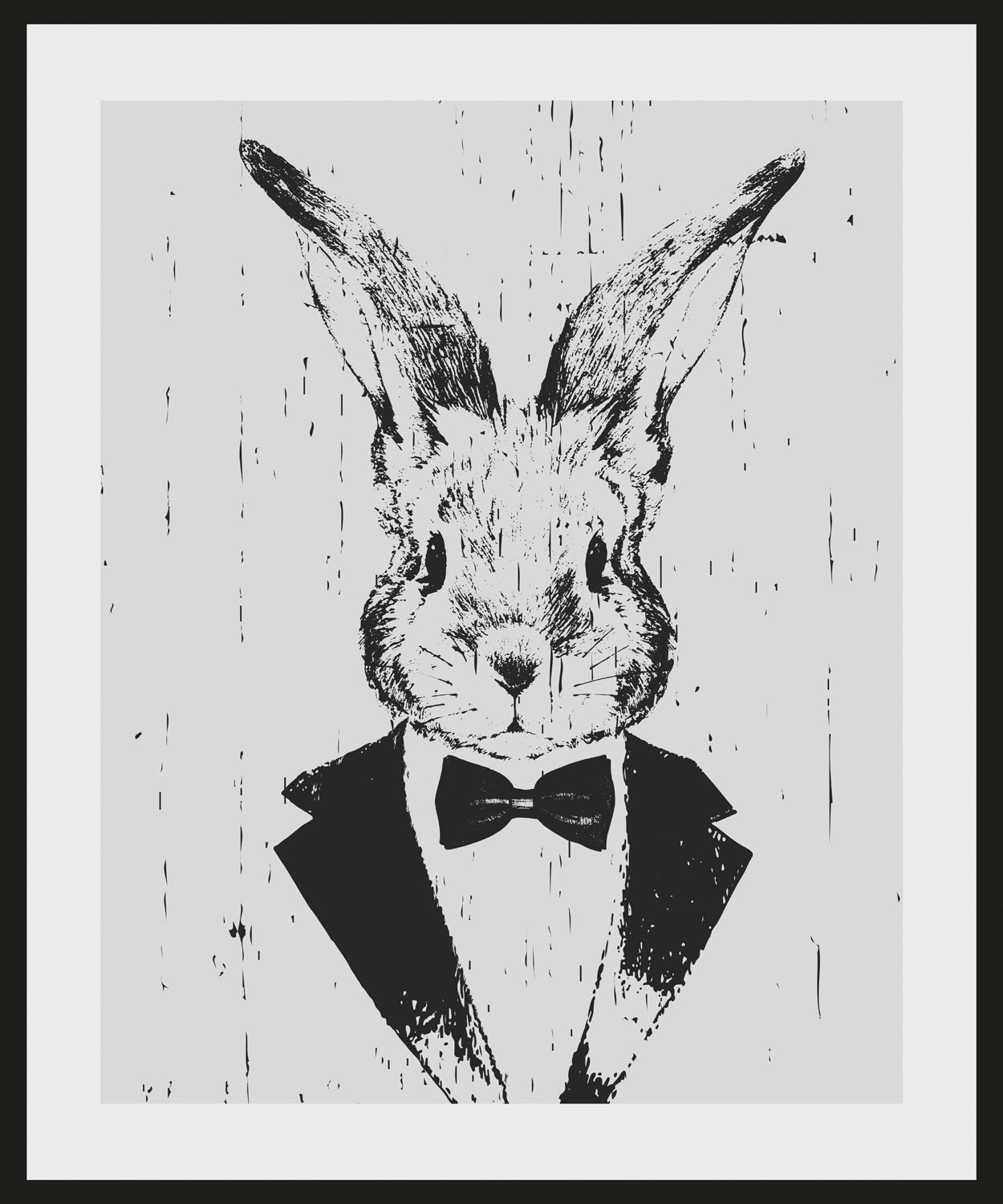 queence Bild »Iida«, Hase-Hasen-Schwarz-Weiss-Kunst-Haustiere, (1 St.), HD Premium Poster-Druck inkl. Holzrahmen von queence
