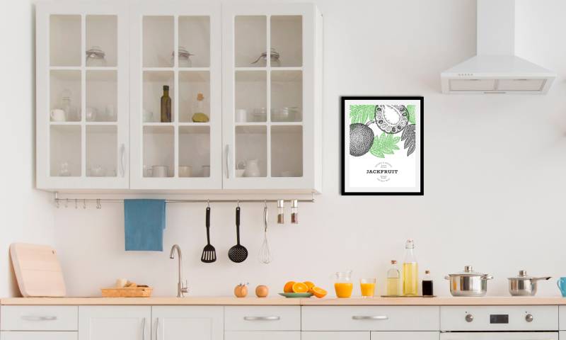 queence Bild »Jackfruit«, Obst-Obst Bilder-Schriftzug-Figuren-Abstrakt, (1 St.), HD Premium Poster-Druck inkl. Holzrahmen von queence
