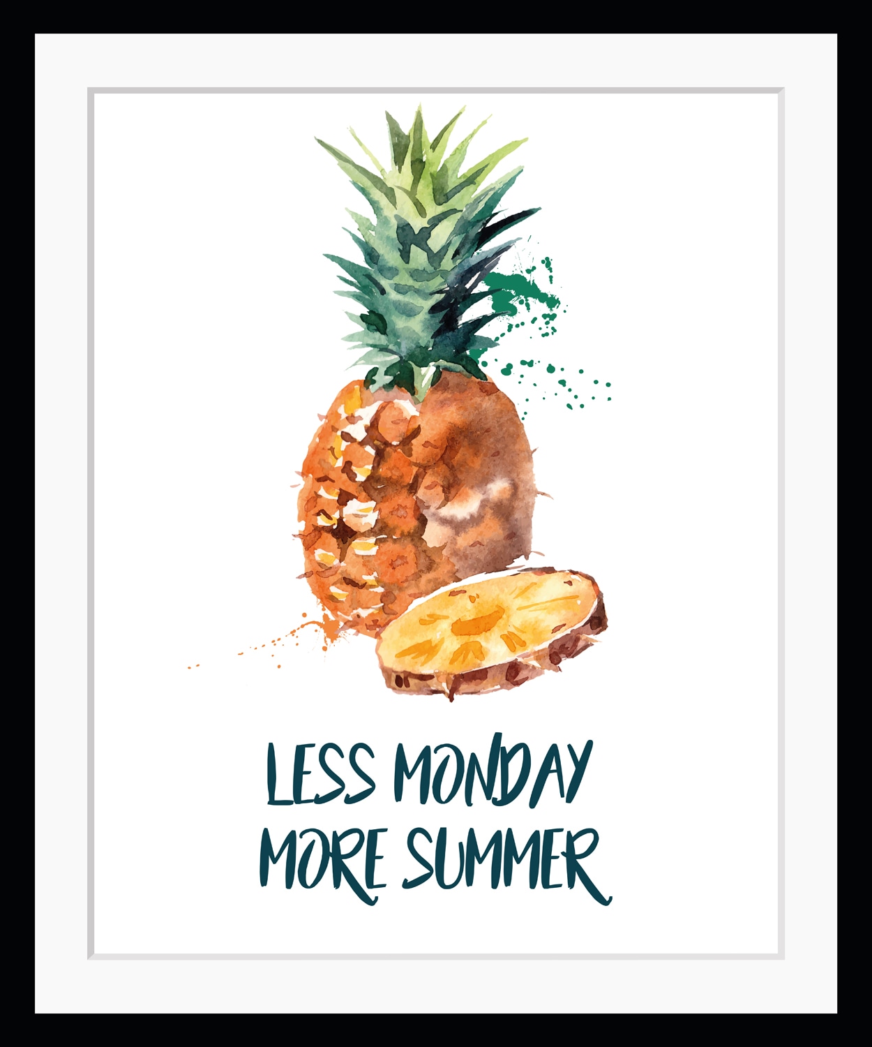 queence Bild »LESS MONDAY MORE SUMMER«, Ananas, Schriftzug, Ananas, gerahmt von queence