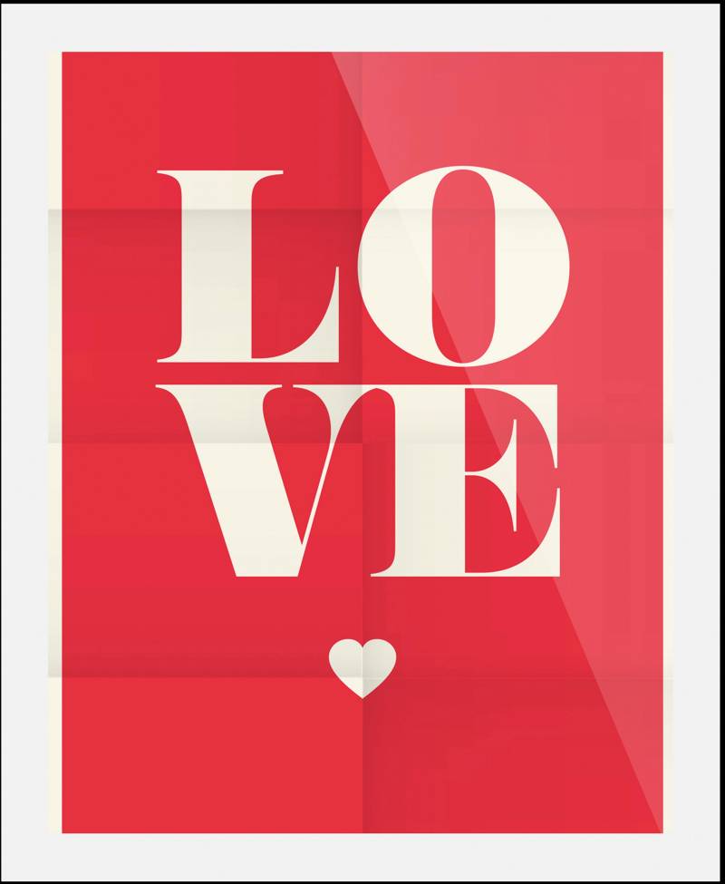 queence Bild »Liebe mit Herz«, Schriftzug-Liebessprüche-Herz-Herzbilder, (1 St.), HD Premium Poster-Druck inkl. Holzrahmen von queence