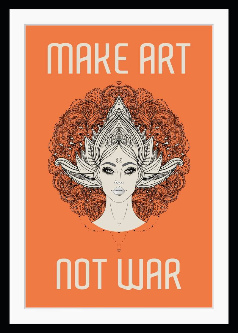 queence Bild »MAKE ART NOT WAR«, HD Premium Poster-Druck inkl. Holzrahmen von queence