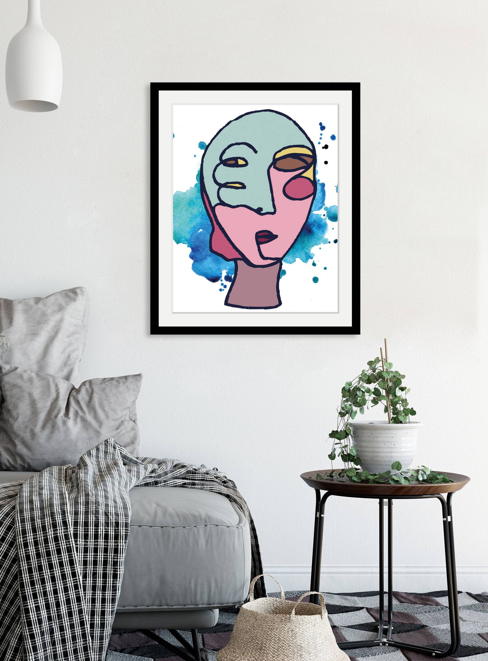 queence Bild »Marlick«, Abstrakt-Kunst-Figuren-Gesicht, (1 St.), HD Premium Poster-Druck inkl. Holzrahmen queence Bild »Marlick«, Abstrakt-Kunst-Figuren-Gesicht, (1 St.), HD Premium Poster-Druck inkl. Holzrahmen von queence