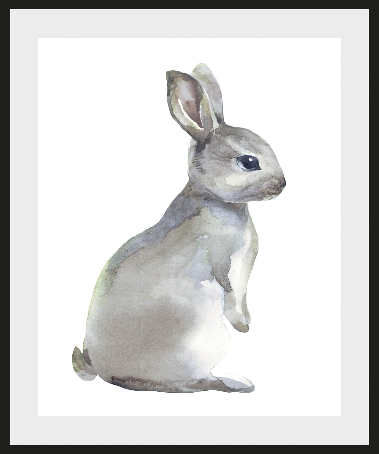 queence Bild »Millie«, Hase-Hasen-Schwarz-Weiss-Kunst-Haustiere, (1 St.), HD Premium Poster-Druck inkl. Holzrahmen von queence