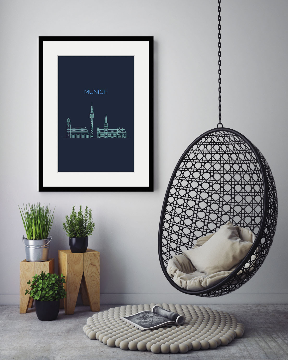 queence Bild »Munich Sightseeing«, Städte-Stadt-Deutschland-München-Schriftzug, (1 St.), HD Premium Poster-Druck inkl. Holzrahmen queence Bild »Munich Sightseeing«, Städte-Stadt-Deutschland-München-Schriftzug, (1 St.), HD Premium Poster-Druck inkl. Holzrahmen von queence