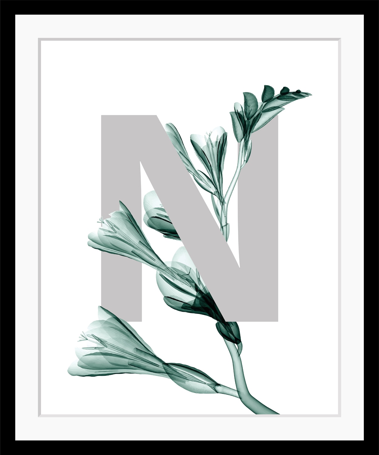 queence Bild »N-Flower«, Buchstaben, Blätter, Blume, gerahmt queence Bild »N-Flower«, Buchstaben, Blätter, Blume, gerahmt von queence