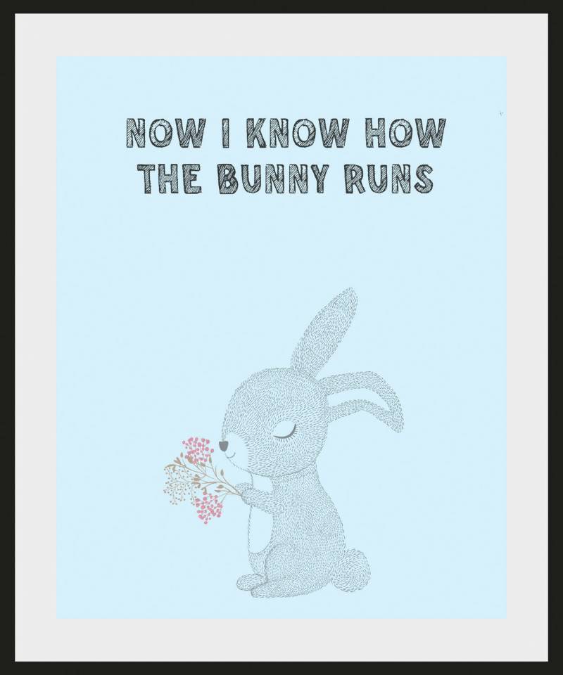 queence Bild »Häschen«, Schriftzug-Humor-Sprüche & Texte-Hase-Haustiere, (1 St.), HD Premium Poster-Druck inkl. Holzrahmen von queence
