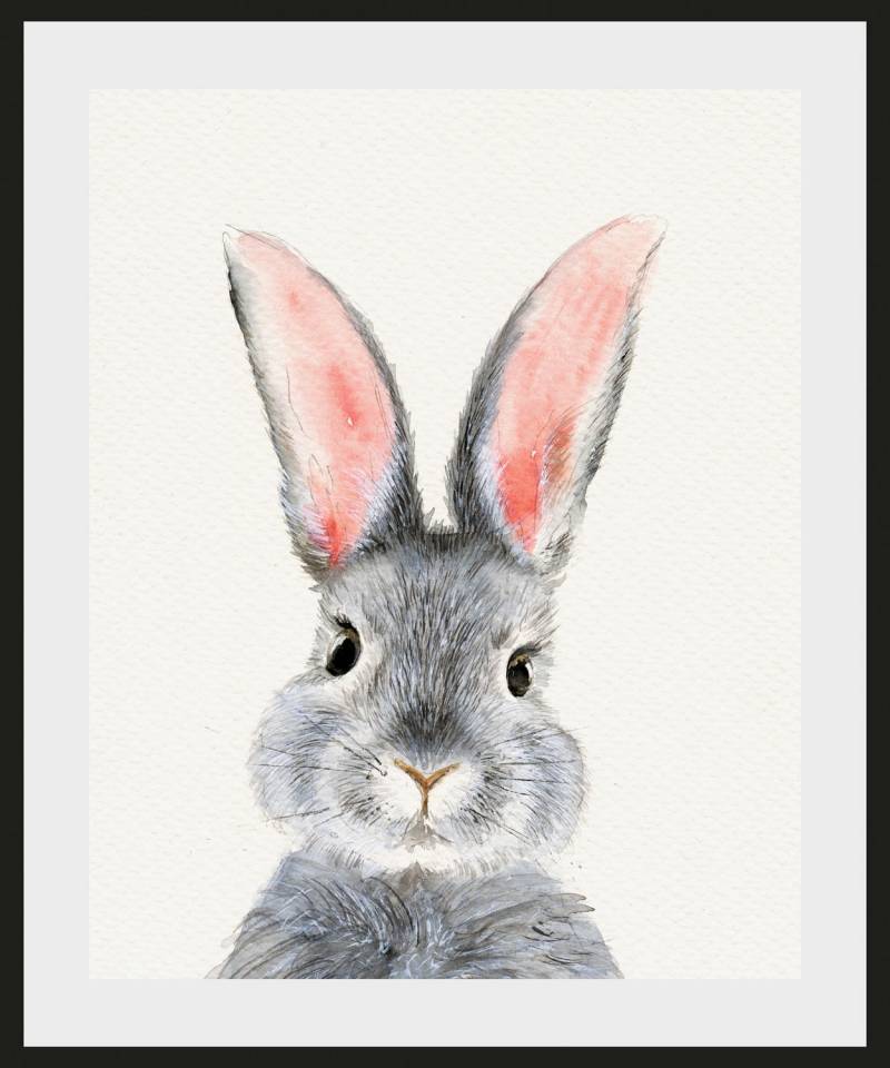 queence Bild »Olaf«, Hase-Hasen-Kunst-Haustiere, (1 St.), HD Premium Poster-Druck inkl. Holzrahmen von queence