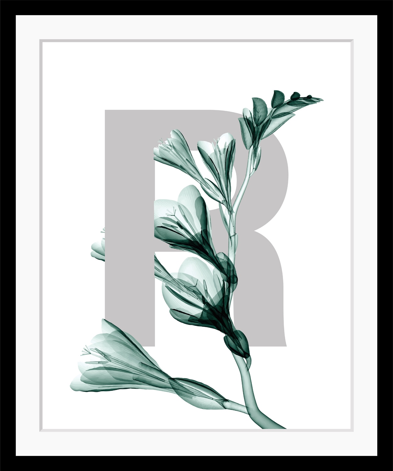 queence Bild »R-Flower«, Buchstaben, Blätter, gerahmt, Blume von queence