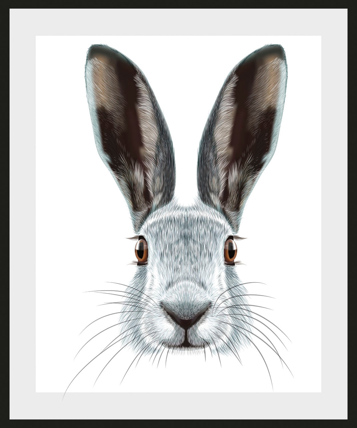queence Bild »Selma«, Hase-Hasen-Schwarz-Weiss-Kunst-Haustiere, (1 St.), HD Premium Poster-Druck inkl. Holzrahmen von queence