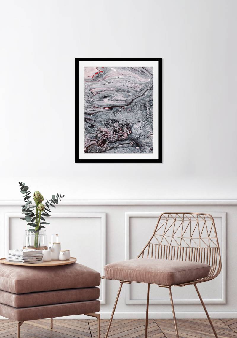 queence Bild »Tim«, Abstrakt-Kunst-Marmor, (1 St.), HD Premium Poster-Druck inkl. Holzrahmen von queence