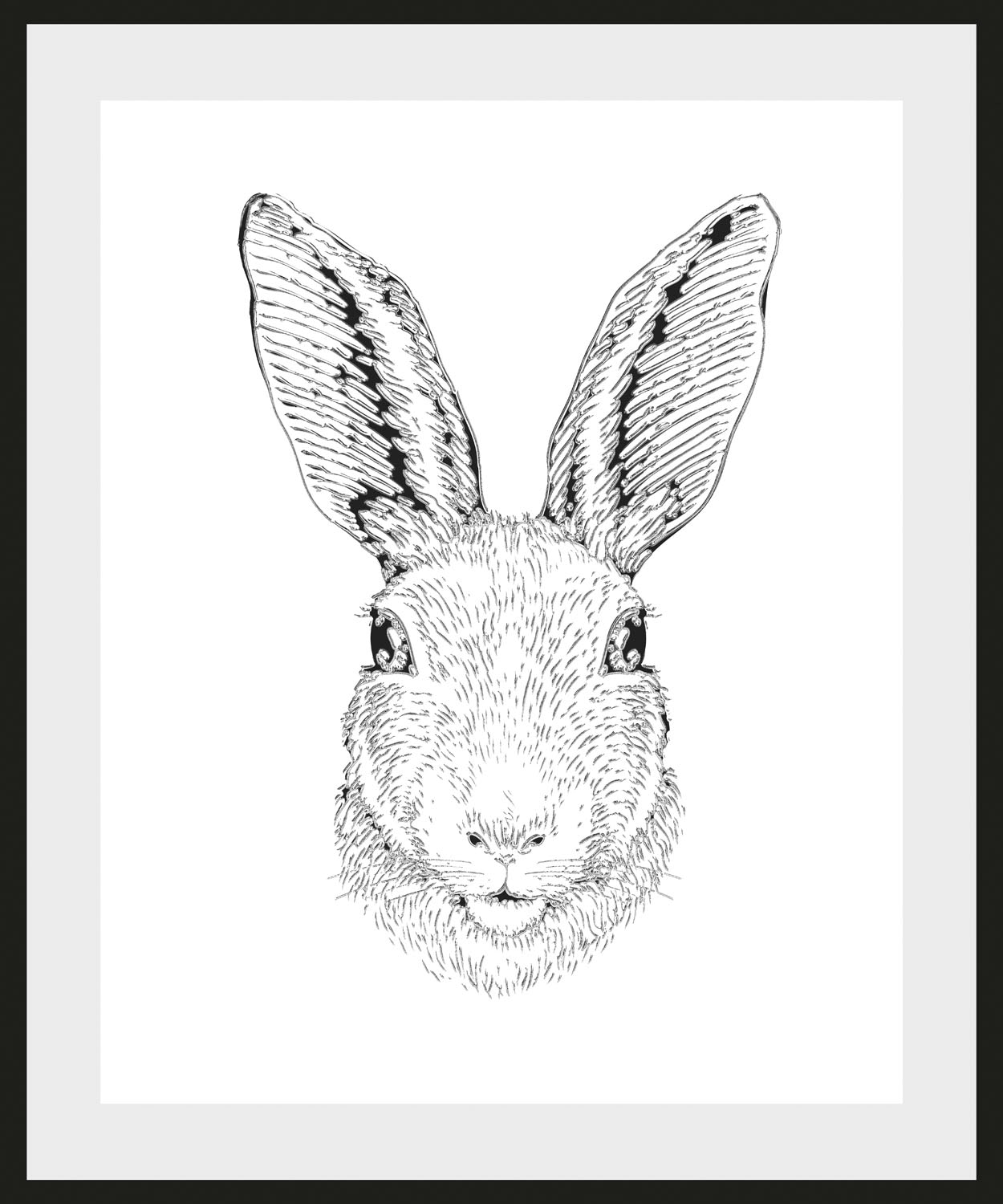 queence Bild »Tyra«, Hase-Hasen-Schwarz-Weiss-Kunst-Haustiere, (1 St.), HD Premium Poster-Druck inkl. Holzrahmen von queence