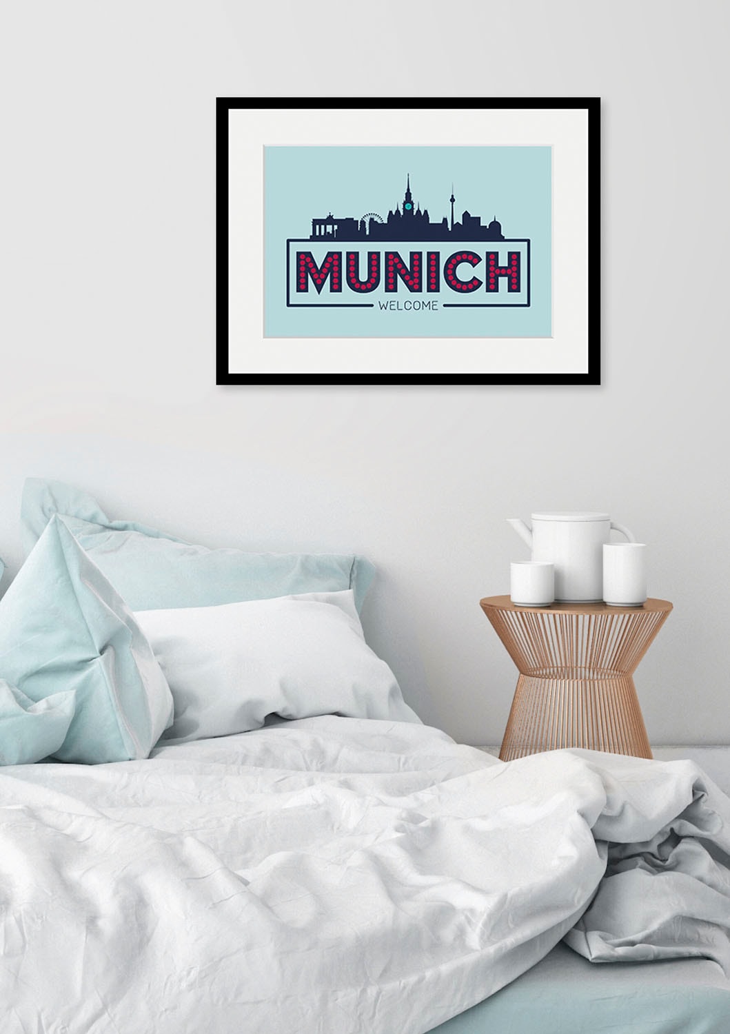queence Bild »Welcome Munich«, Städte-Stadt-Deutschland-München-Schriftzug, (1 St.), HD Premium Poster-Druck inkl. Holzrahmen queence Bild »Welcome Munich«, Städte-Stadt-Deutschland-München-Schriftzug, (1 St.), HD Premium Poster-Druck inkl. Holzrahmen von queence
