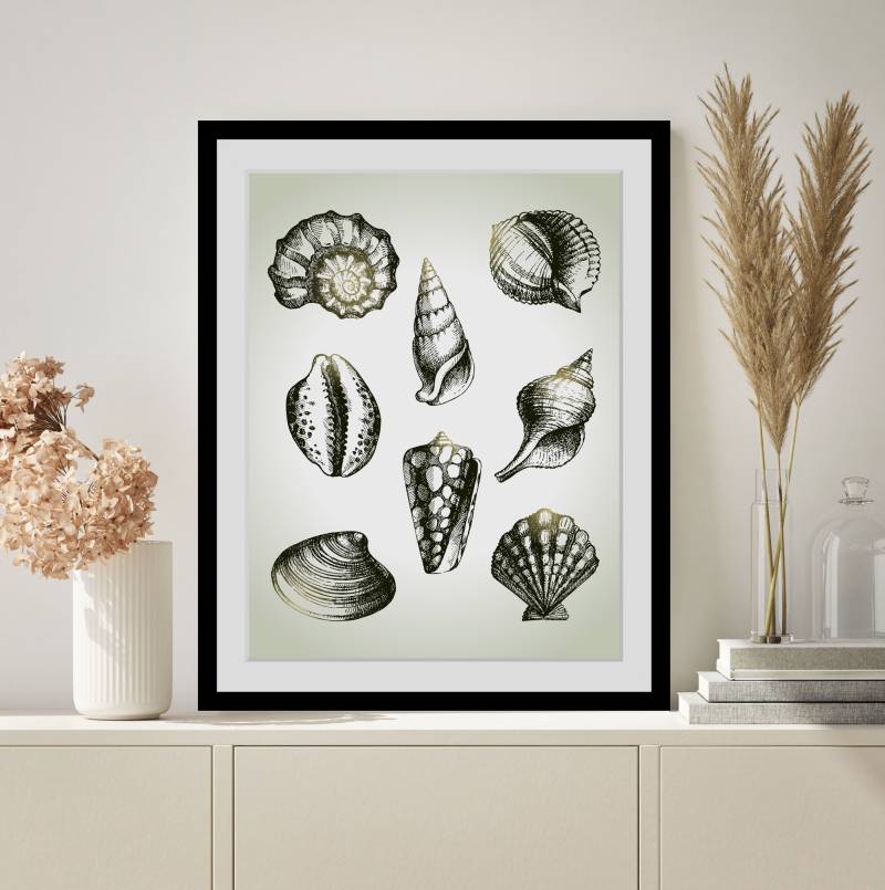 queence Bild »Willy«, Meer-Wassertiere-Kunst-Schwarz-Weiss, (1 St.), HD Premium Poster-Druck inkl. Holzrahmen von queence