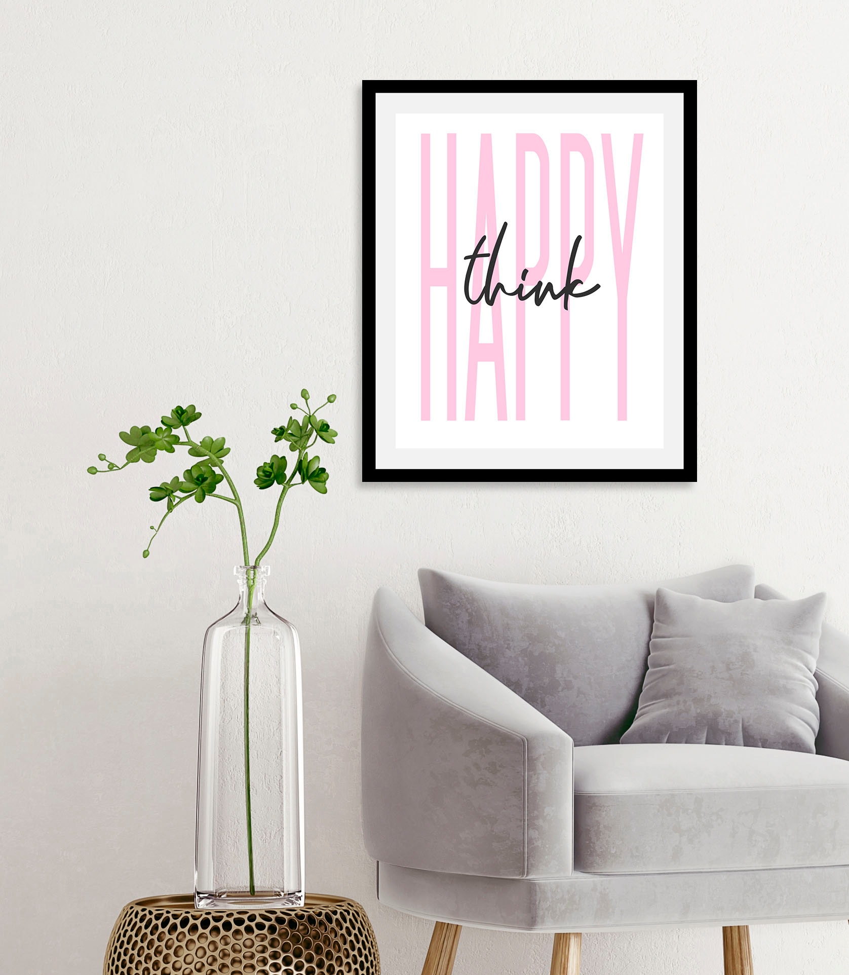 queence Bild »think happy«, Schriftzüge, (1 St.) von queence