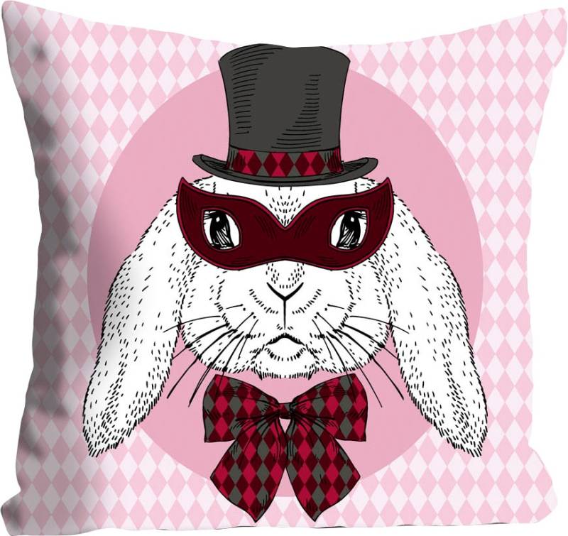 queence Dekokissen »Bunny Holmes«, mit einem Detektiv Hasen, Kissenhülle ohne Füllung, 1 Stück von queence