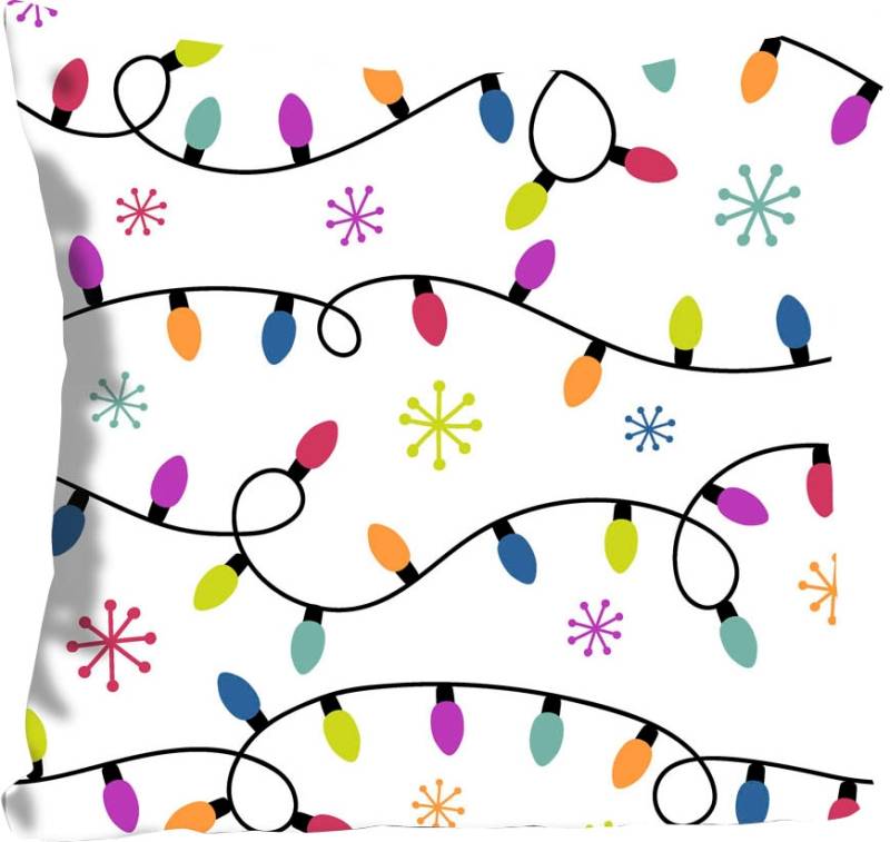queence Dekokissen »Connor«, Kissenhülle,Bunte Lichterkette,Weiss,Weihnachten,Festlich,Leuchtend von queence