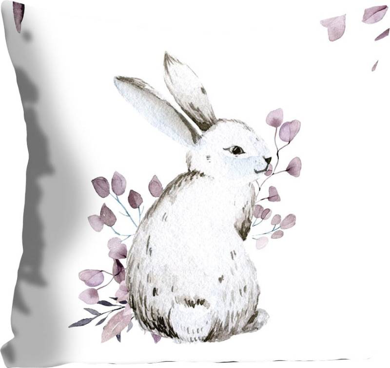 queence Dekokissen »Emil«, Kissenhülle,Hase,Blätter,Natur,Wald,Herbstlich,Sanft,Tiermotiv von queence