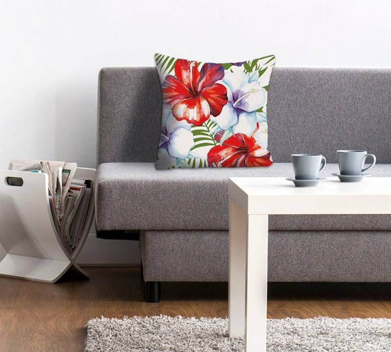 queence Dekokissen »Liam«, Kissenhülle,Hibiscusblüten,Florales Muster,Tropisch,Exotisch,Bunt von queence