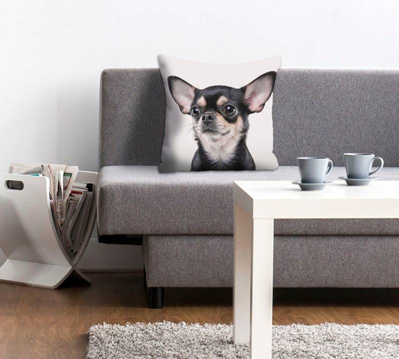 queence Dekokissen »Mailin«, Kissenhülle,Chihuahua,Hund,Tiermotiv,Niedlich,Verspielt,Haustier,Zart von queence