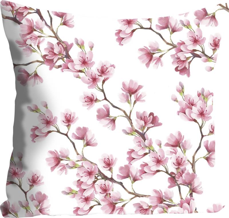 queence Dekokissen »Marcel«, Kissenhülle,Blütenzweige,Pink,Florales Muster,Elegant,Frühlingshaft von queence