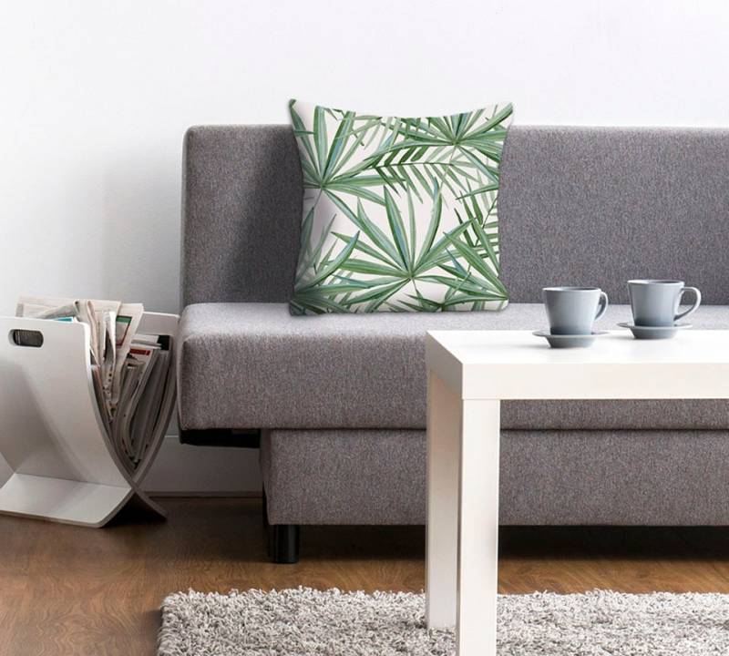 queence Dekokissen »Mia«, Kissenhülle,Palmenblätter,Tropisch,Naturmotiv,Exotisch,Grün von queence