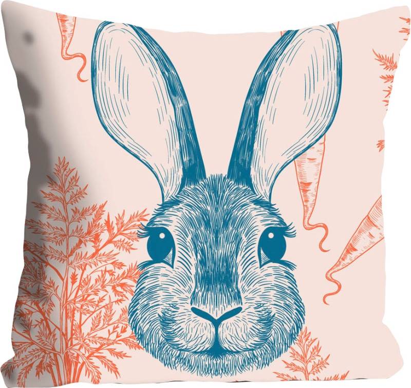queence Dekokissen »Putu«, Kissenhülle,Hase,Pink,Rosa,Süss,Fröhlich,Pastellfarben,Frühling,Ostern von queence