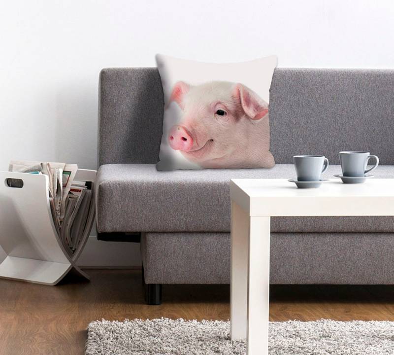 queence Dekokissen »Rebecca«, Kissenhülle,süsses Schweinchen,Rosa,Niedlich,Tiermotiv,Lustig von queence