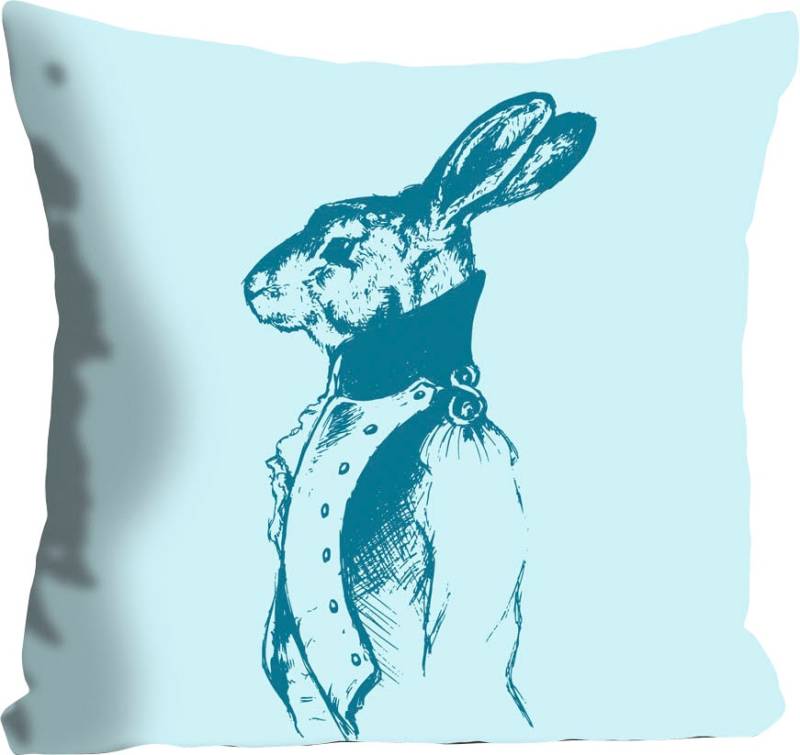 queence Dekokissen »Thanos«, Kissenhülle,Schicker Hase,Blau,Türkis,Elegant,Stilvoll,Fröhlich von queence