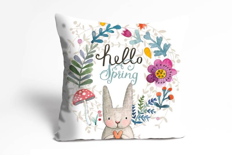 queence Dekokissen »Willow«, Kissenhülle,Hello Spring,Hase,Ostern,Frühlingsmotiv,Niedlich von queence