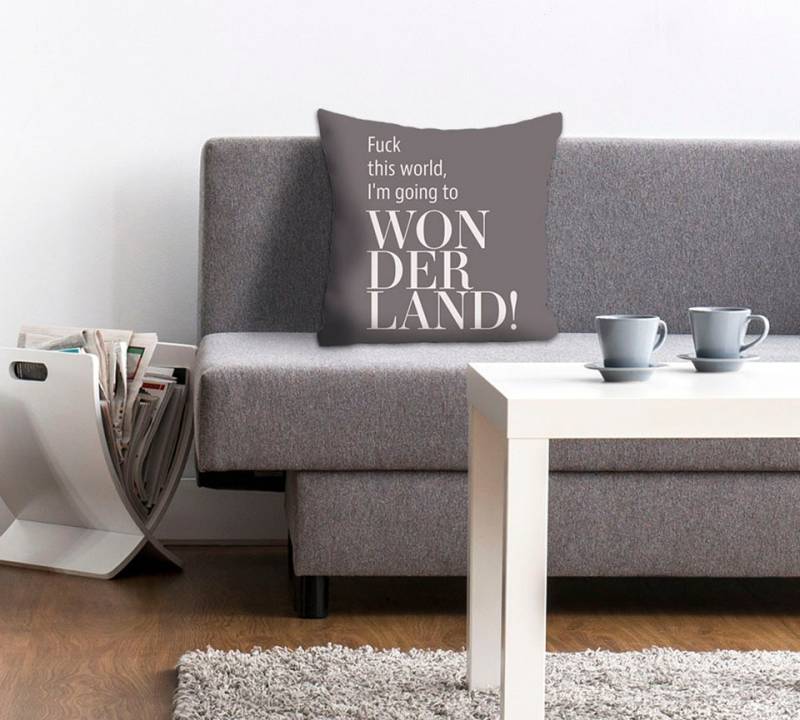 queence Dekokissen »Wonderland«, mit Schriftzug, Kissenhülle ohne Füllung, 1 Stück von queence