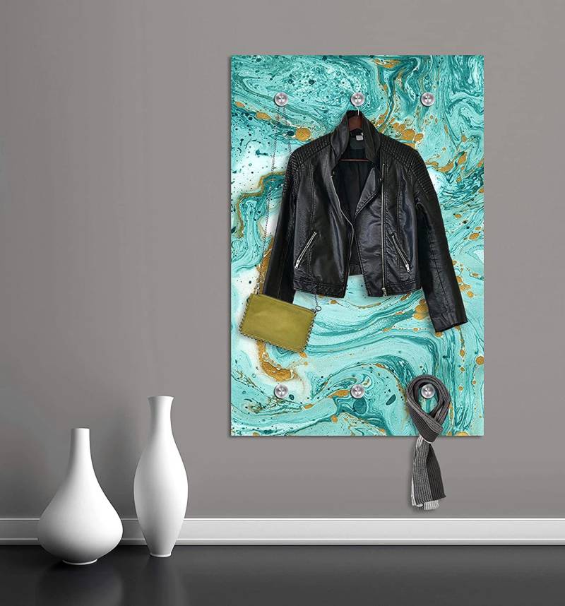 queence Garderobenleiste »Hardy«, Wand Garderobe, Marmor Optik, Goldfarben, Glitzer, platzsparend von queence