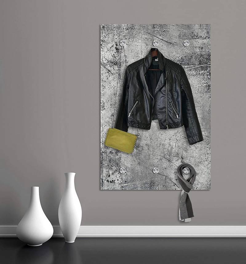 queence Garderobenleiste »Brushed Grey«, Wand Garderobe, wischtechnik, Beton Optik, grau, platzsparend, modern von queence