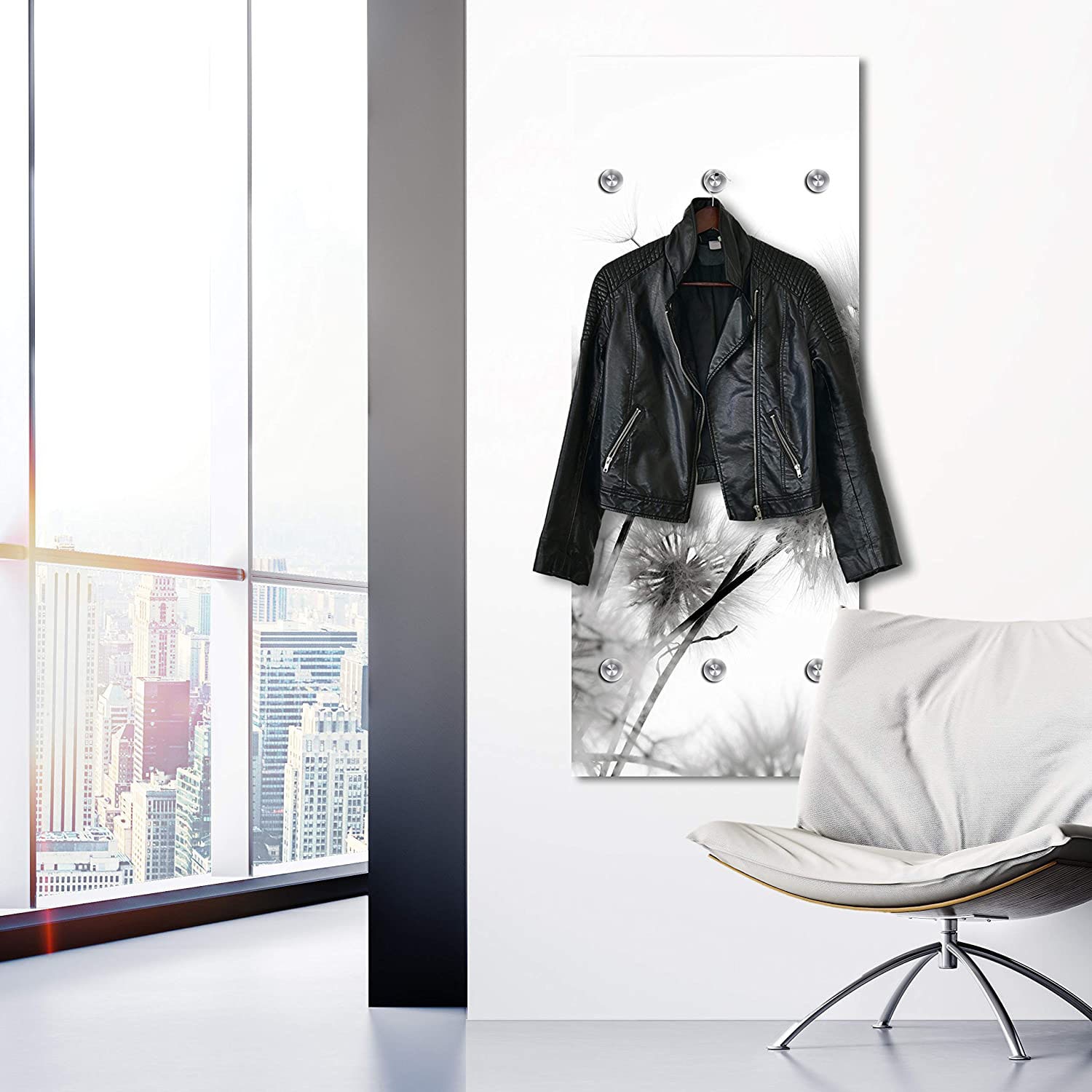 queence Garderobenleiste »Alamea«, Pusteblume, schwarz, weiss, Garderobe queence Garderobenleiste »Alamea«, Pusteblume, schwarz, weiss, Garderobe von queence
