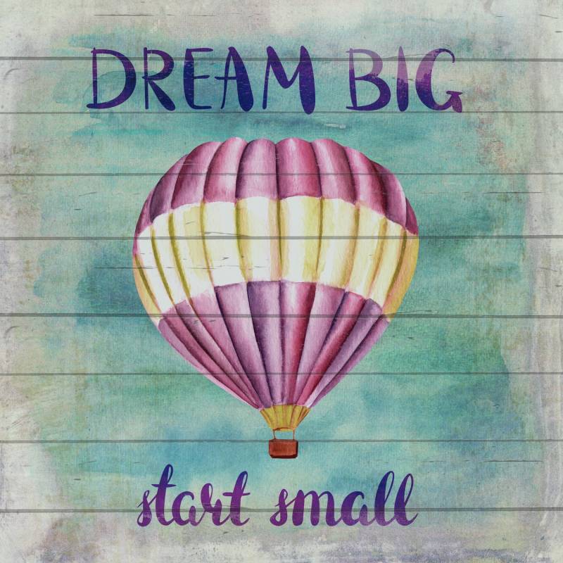 queence Holzbild »DREAM BIG start small«, Ballonfahren, (1 St.) von queence