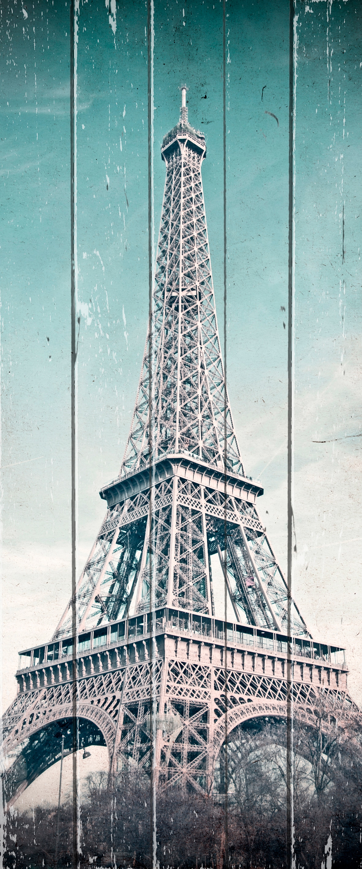 queence Holzbild »Vintage Eiffelturm« von queence