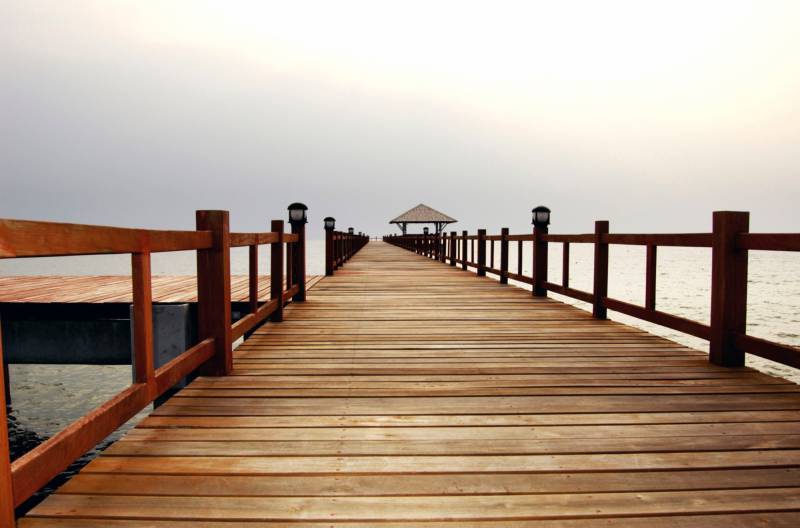 queence Leinwandbild »Bali«, Steg-Spa-Spa Bilder-Brücken-Meer-Meer Bilder-Landschaft-Asien-Bilder von Asien, (1 St.), Akustikbild mit sehr guten Schallabsorptions-Eigenschaften von queence