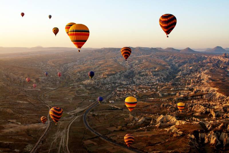 queence Leinwandbild »Ballonfahrt«, Heissluftballon-Spa-Himmel, (1 St.), Akustikbild mit sehr guten Schallabsorptions-Eigenschaften von queence