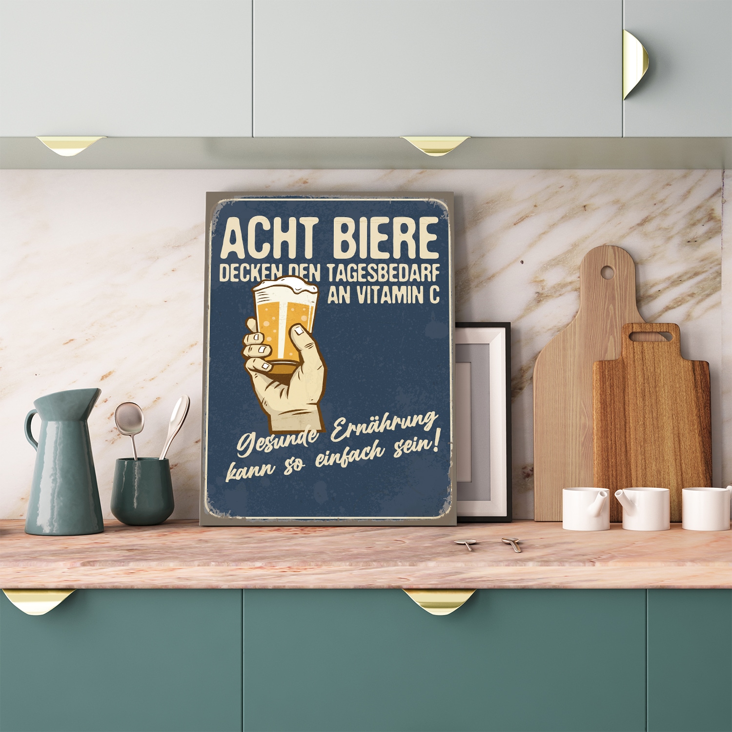 queence Metallbild »Acht Biere Spruch Stahlschild Blechschild«, (1 St.) von queence