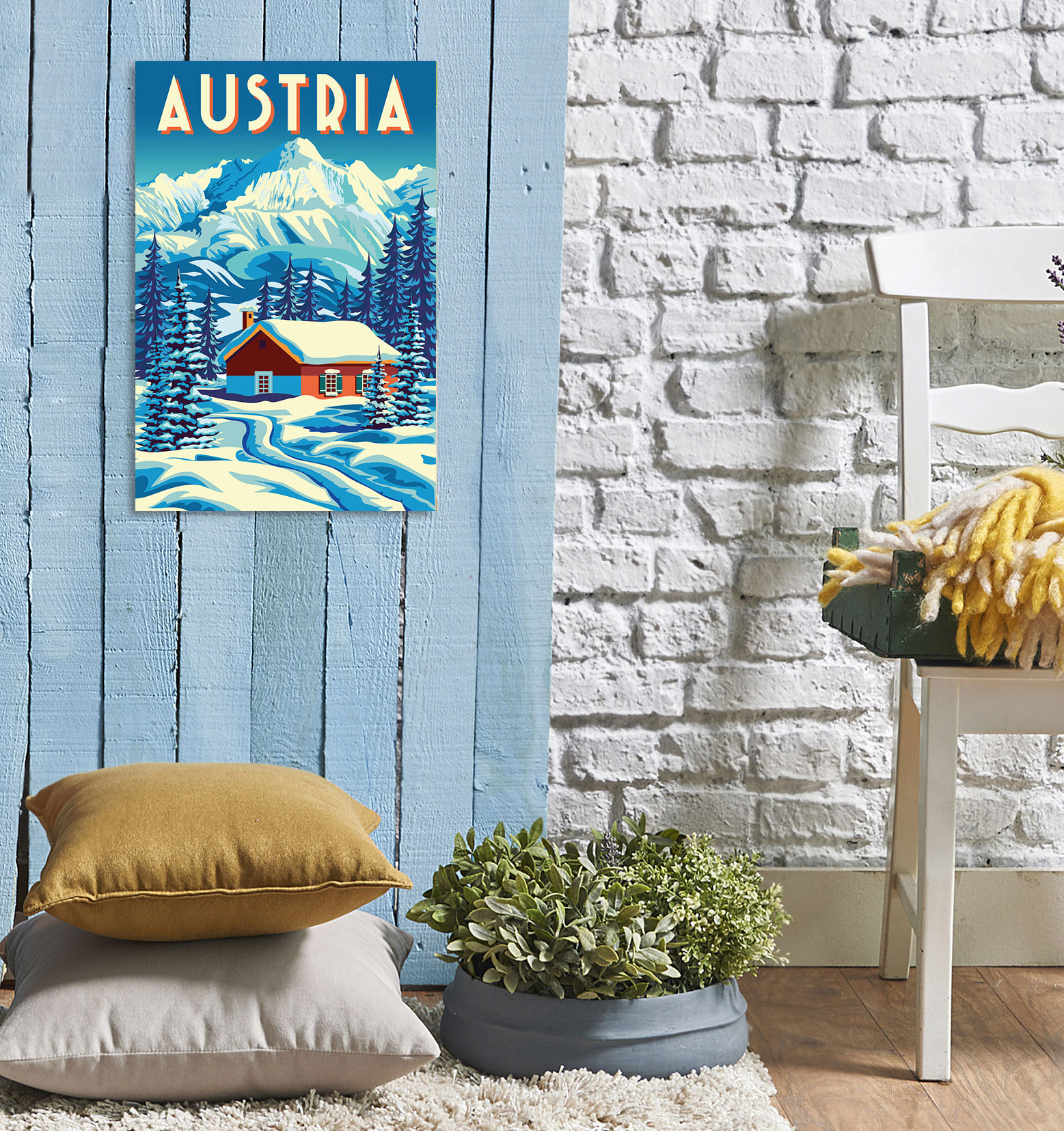 queence Metallbild »Austria«, Österreich-Berge & Alpenbilder, (1 St.), Österreich, Stahlschild, Blechschild von queence