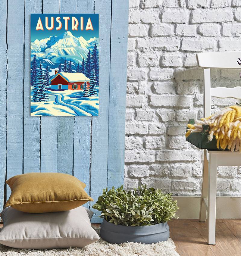 queence Metallbild »Austria«, Österreich-Berge & Alpenbilder, (1 St.), Österreich, Stahlschild, Blechschild von queence
